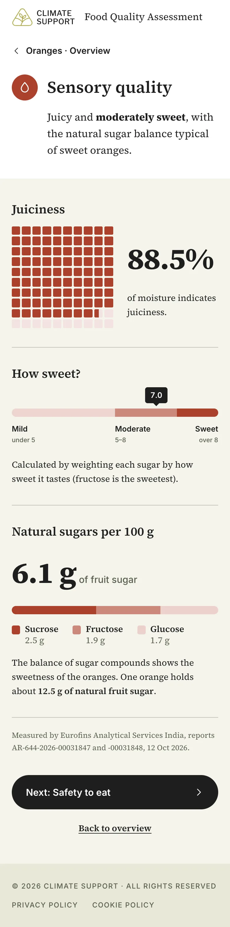 Sensory quality: juicy and moderately sweet